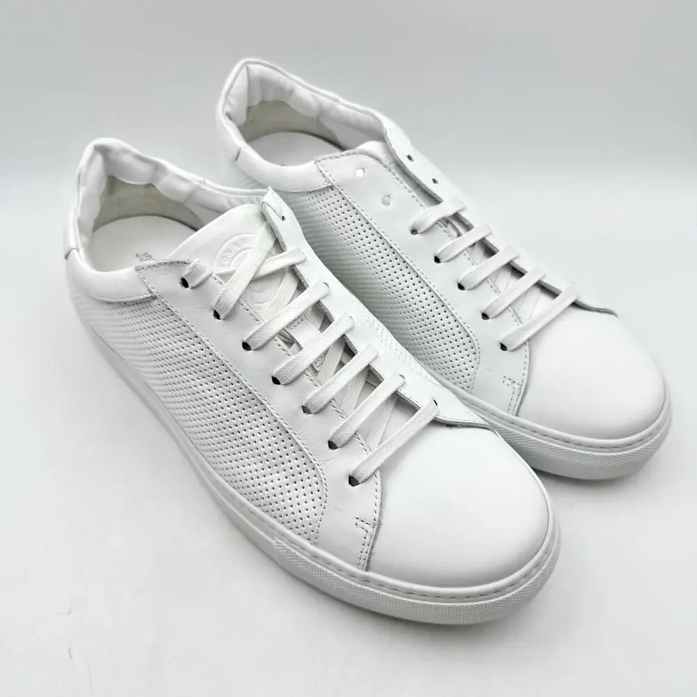 Johnston & Murphy Mens Jake Perf U Lace to Toe Sneaker US 8.5 White Leather EUC